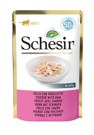 SCHESIR in jelly Chicken with ham - mokré krmivo pro kočky - 50 g