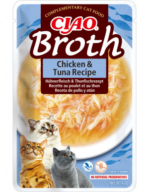 INABA Ciao Broth Chicken & Tuna - pamlsek pro kočky - 40g