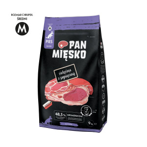 PAN MIĘSKO Telecí s Jehněčím Senior krokety M - suché krmivo pro psy - 9kg