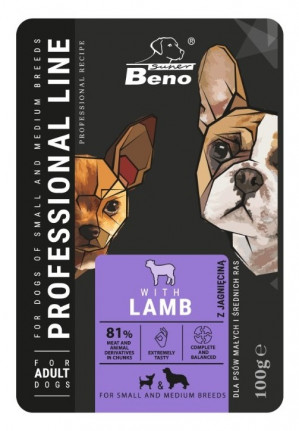 SUPER BENO Adult Small and medium Lamb - mokré krmivo pro psy - 100 g