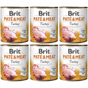BRIT Paté & Meat Turkey - vlhké krmivo pro psy - 6x800g