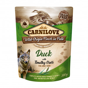CARNILOVE Dog Pouch Duck & timothy grass - vlhké krmivo pro psy - 300g