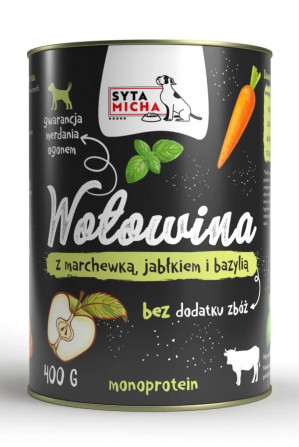 SYTA MICHA Beef with carrot, apple and basil - mokré krmivo pro psy - 400g