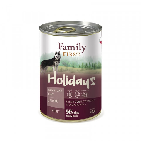 FAMILY FIRST Holidays Adult Venison, goose, apple - Mokré krmivo pro psy - 400 g - Fotogalerie 1