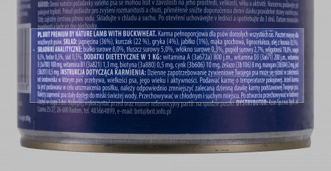 BRIT Premium by Nature Lamb with Buckwheat - Mokré krmivo pro psy - 800 g - Fotogalerie 2