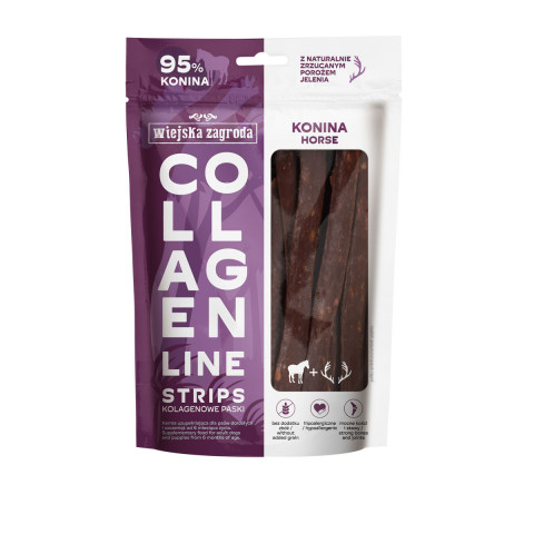 WIEJSKA ZAGRODA Collagen Line Collagen strips Horse - pamlsek pro psa - 100g - Fotogalerie 1