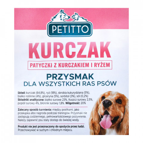 PETITTO Tyčinky s kuřecím masem a rýží - pochoutka pro psy - 500 g - Fotogalerie 3