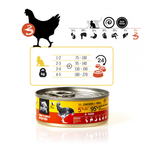 3COTY Chicken with krill For kittens - mokré krmivo pro kočky - 24x80g - Fotogalerie 7
