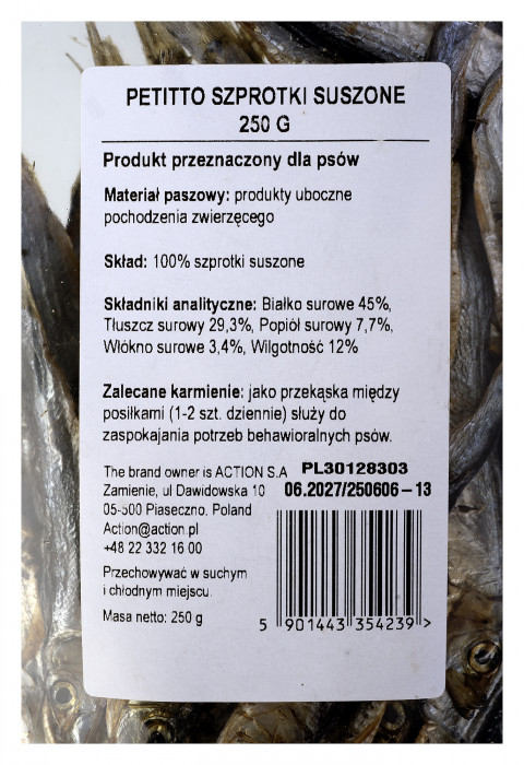 PETITTO Dried sprats - pamlsek pro psa - 250g - Fotogalerie 4