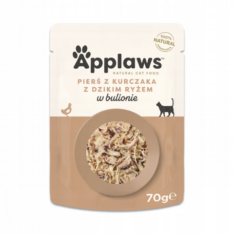 APPLAWS Chicken breast with wild rice in broth - mokré krmivo pro kočky - 24x70g - Fotogalerie 2