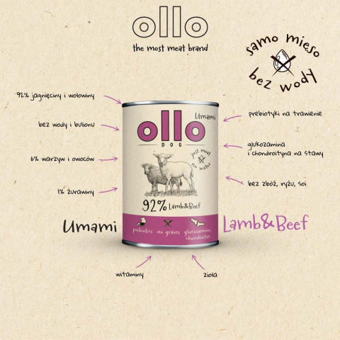 OLLO Umami Lamb and beef - vlhké krmivo pro psy - 850g - Fotogalerie 6