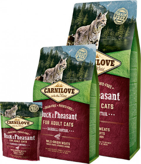 CARNILOVE Cat Hairball Control Kachna a Bažant - suché krmivo pro kočky - 400 g - Fotogalerie 2
