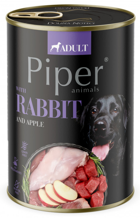 DOLINA NOTECI Piper Animals Rabbit and apple - mokré krmivo pro psy - 800g - Fotogalerie 1