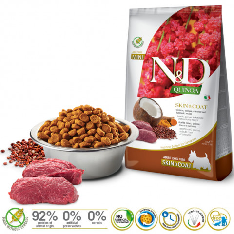 FARMINA N&D Quinoa Dog Skin&Coat Venison, Coconut Adult Mini - suché krmivo pro psy - 2.5 kg - Fotogalerie 2