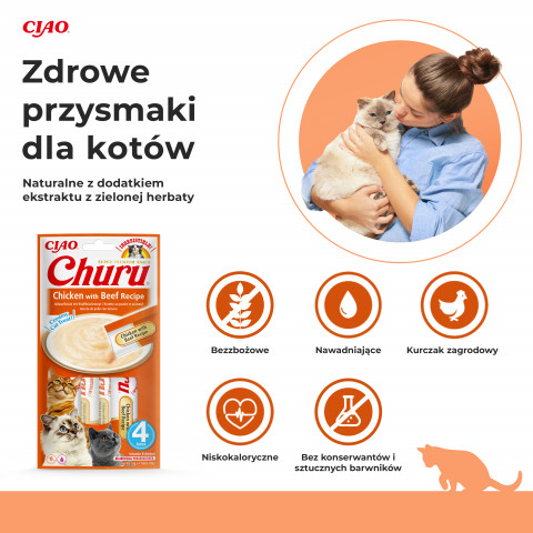 INABA Churu Chicken with Beef Recipe - pamlsek pro kočky - 4x14 g - Fotogalerie 7