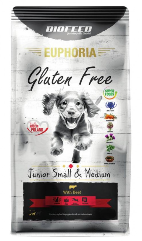 BIOFEED Euphoria Gluten Free Junior small & medium Beef - suché krmivo pro psy - 12kg - Fotogalerie 1