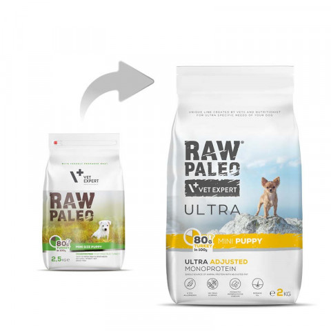 RAW PALEO Ultra Mini Puppy Turkey - suché krmivo pro štěňata - 2 kg - Fotogalerie 5