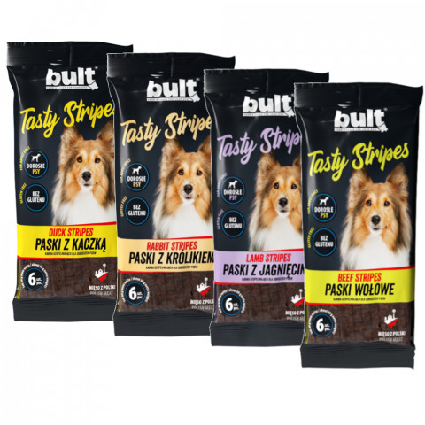 BULT Tasty Stripes Proužky MIX 4 příchutí – pochoutka pro psy – (24 kusů) 4x150g - Fotogalerie 1