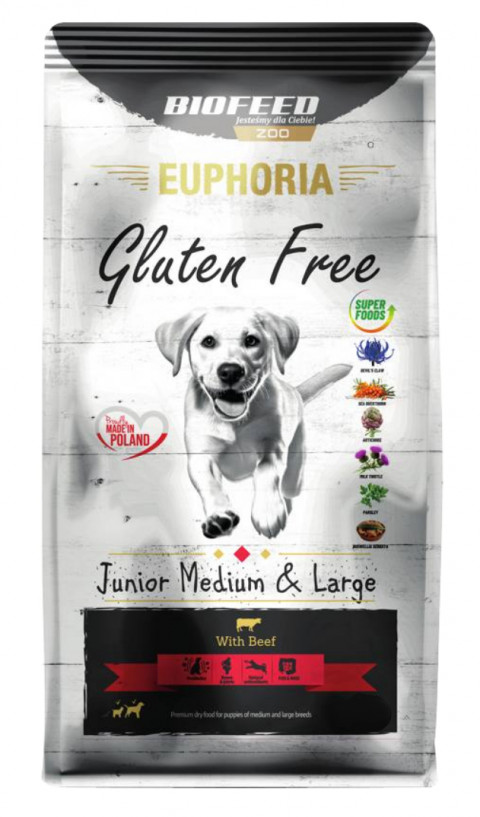 BIOFEED Euphoria Gluten Free Junior medium & large Beef - suché krmivo pro psy - 12kg - Fotogalerie 1