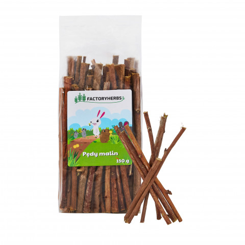FACTORYHERBS Malinové výhonky - pochoutka pro hlodavce a králíky - 150g - Fotogalerie 1