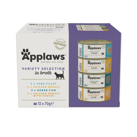 APPLAWS Variety selection multipack in broth - mokré krmivo pro kočky - 12x70g - Fotogalerie 1