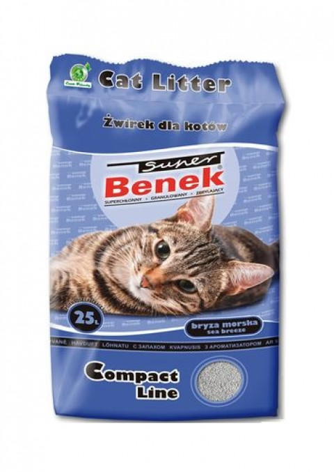 SUPER BENEK COMPACT Kočičí stelivo Bentonitová drť Mořský vánek 25 l - Fotogalerie 1