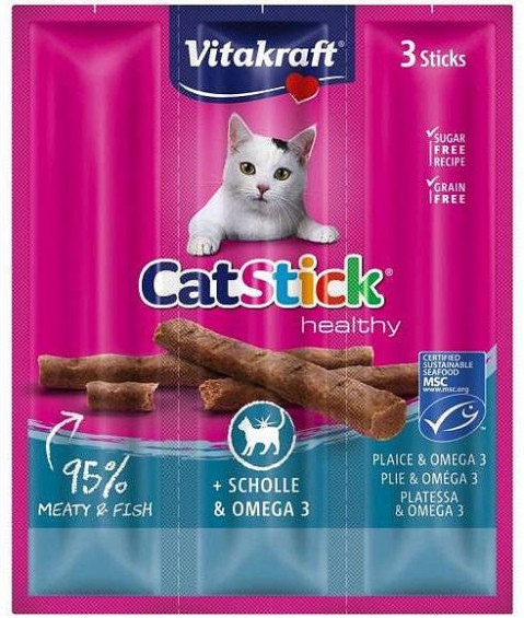VITAKRAFT CatStick Mini with flounder and Omega-3 - pamlsek pro kočky - 3 kusů - Fotogalerie 1