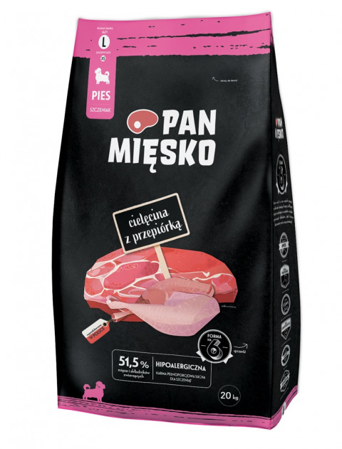 PAN MIĘSKO Veal with quail L puppy - suché krmivo pro psy - 20kg - Fotogalerie 1