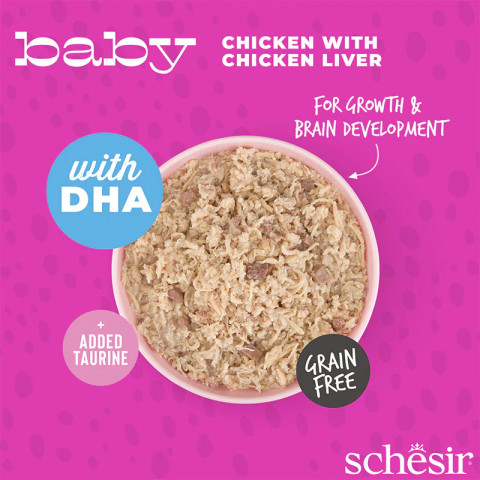 SCHESIR Baby Chicken s játry ve vývaru - mokré krmivo pro koťata - 70g - Fotogalerie 3