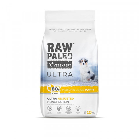 VET EXPERT RAW PALEO Ultra Medium&Large Puppy Turkey - suché krmivo pro štěňata - 10 kg - Fotogalerie 1