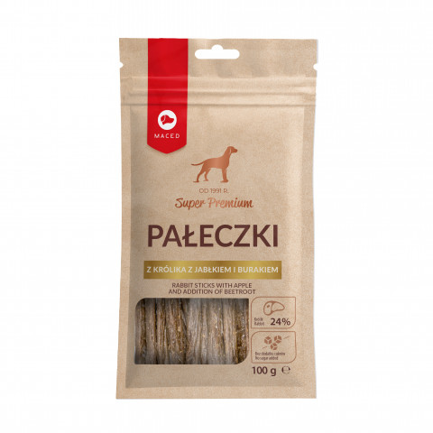 MACED Rabbit sticks with apple and addition of beetroot - pochoutka pro psy - 100g - Fotogalerie 1