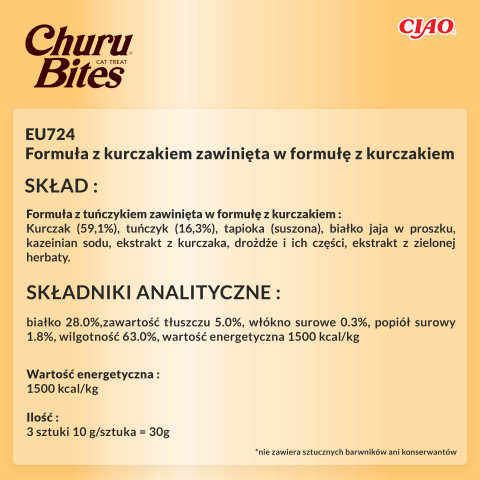 INABA Churu Bites Chicken recipe wraps - pamlsek pro kočky - 3x10 g - Fotogalerie 2