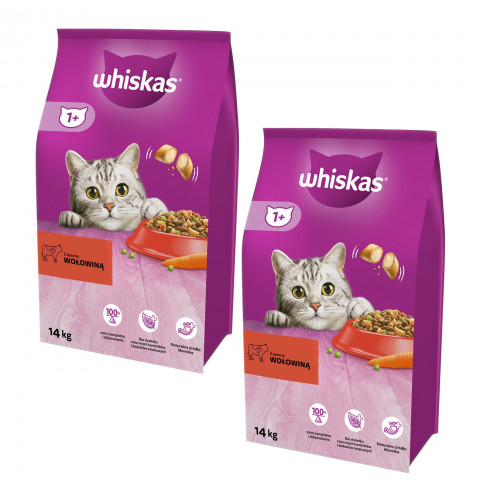 WHISKAS s lahodným hovězím - suché krmivo pro kočky od 1 roku - 2x14kg - Fotogalerie 1