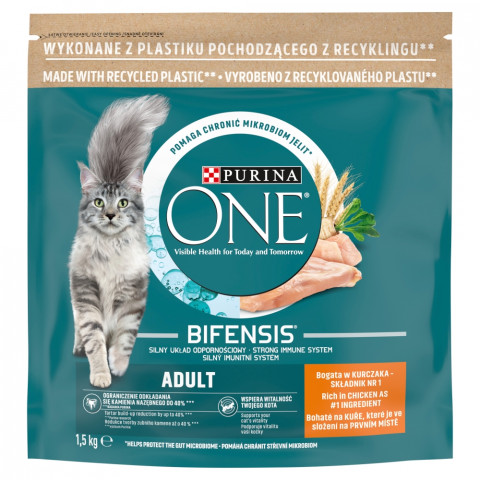 PURINA One Bifensis Adult Chicken - suché krmivo pro kočky - 1,5 kg - Fotogalerie 1