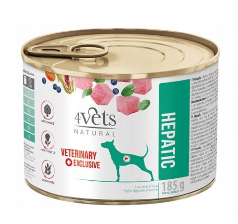 4VETS Natural Hepatic Dog - vlhké krmivo pro psy - 12x185g - Fotogalerie 2