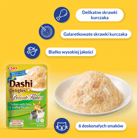 INABA CAT Dashi Delights Jemné Vločky Kuře s Lososem - pamlsek pro kočky - 40g - Fotogalerie 6