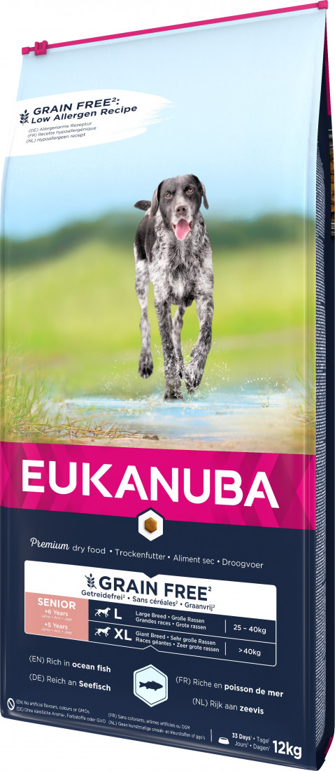 EUKANUBA Grain Free Senior large/giant breed, Ocean fish - suché krmivo pro psy - 12 kg - Fotogalerie 3
