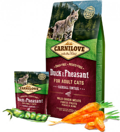 CARNILOVE Cat Hairball Control Kachna a Bažant - suché krmivo pro kočky - 400 g - Fotogalerie 3