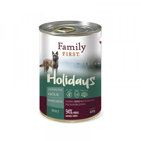FAMILY FIRST Holidays Adult Lamb, Rabbit, Carrot - Mokré krmivo pro psy - 400g - Fotogalerie 1