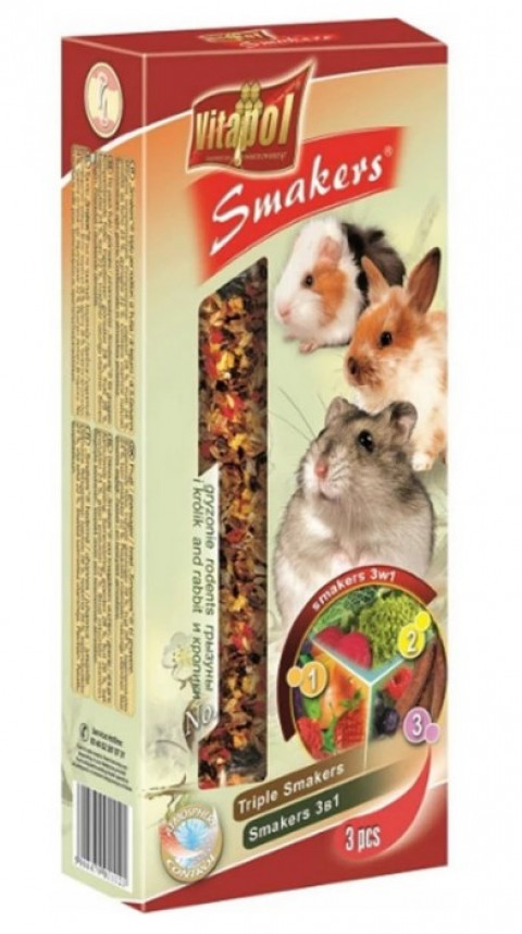 Vitapol Mix baňky (ořechy-ovoce-ovoce-popcorn) pro hlodavce - 3 ks. - 135 g - Fotogalerie 1