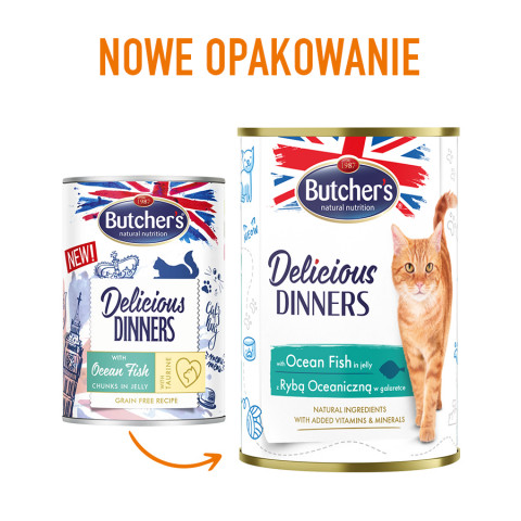 BUTCHER'S Delicious dinners Ocean Fish Chunks in jelly - mokré krmivo pro kočky - 400 g - Fotogalerie 2