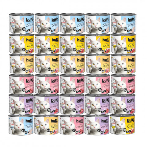 BULTI Mielonka MIX 5 příchutí - vlhké krmivo pro kočky - 30x200g - Fotogalerie 1