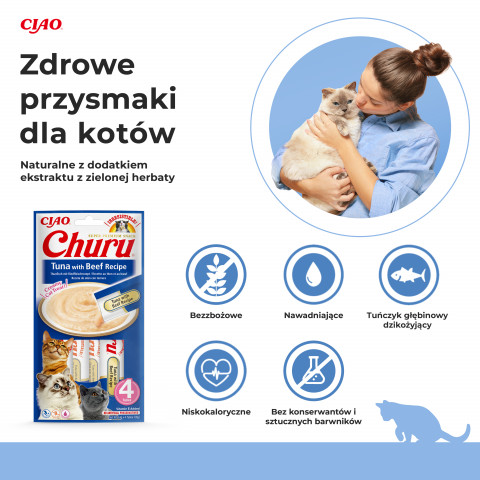 INABA Churu Tuna with Beef Recipe - pamlsek pro kočky - 4x14 g - Fotogalerie 7