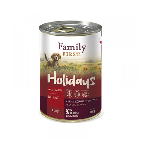 FAMILY FIRST Holidays Adult Beef with beets - Mokré krmivo pro psy - 400 g - Fotogalerie 1