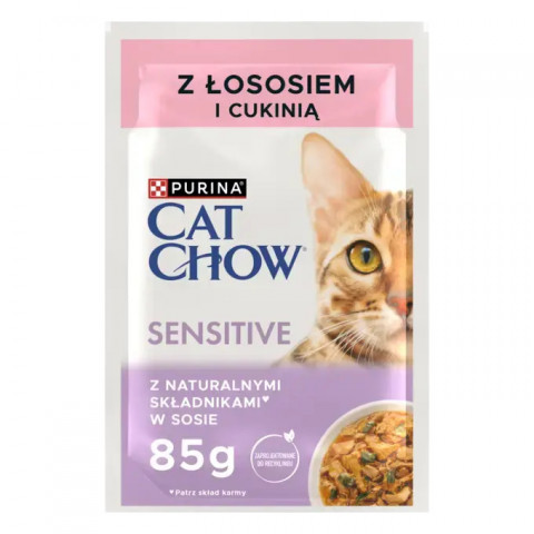 PURINA CAT CHOW Sensitive s lososem a cuketou v omáčce – mokré krmivo pro kočky – 24x85 g - Fotogalerie 8