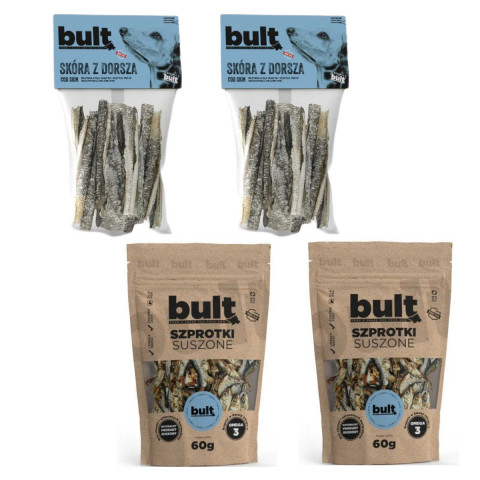 BULT Eko MIX chutí sušených mořských šprotů a tresčí kůže – pochoutka pro psy – 2x50g + 2x60g - Fotogalerie 1