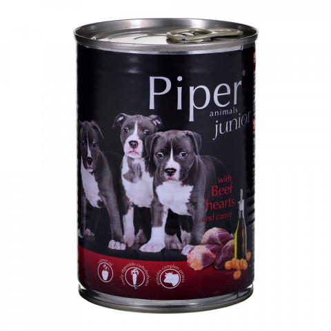 DOLINA NOTECI Piper Junior beef hearts with carrot - Mokré krmivo pro psy - 400 g - Fotogalerie 1