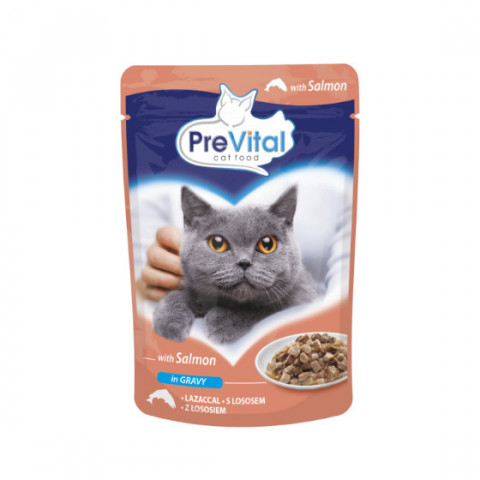 PREVITAL Cat Food Mix 4 Příchutě Kuře, Telecí, Losos, Drůbež – mokré krmivo pro kočky – 96 x 100 g - Fotogalerie 3