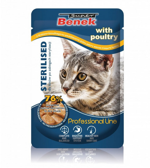 SUPER BENEK Sterilised with poultry - mokré krmivo pro kočky - 100g - Fotogalerie 1