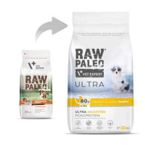 VET EXPERT RAW PALEO Ultra Medium&Large Puppy Turkey - suché krmivo pro štěňata - 10 kg - Fotogalerie 3
